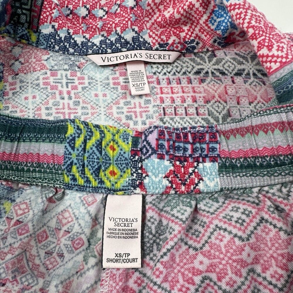 Victoria's Secret 2PC Pajama Set  Women's XS Pink Patchwork Americana Country - Picture 2 of 12